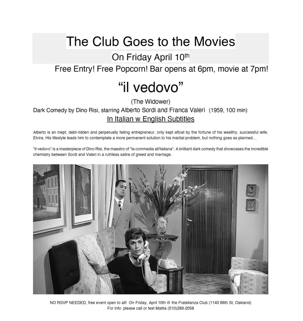 movie night at the fratellanza, april 10, 2026